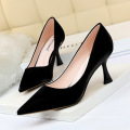 Woman shoes new arrivals 2019 cup heel low heels pump best price simple style big size 43 pointed toe dress shoe